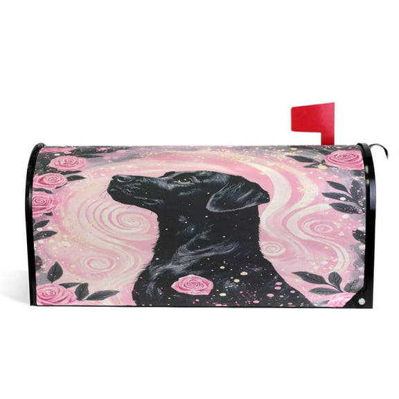 Ryvnso Mailbox Cover Magnetic Dog in Swirl Flower Mailbox Wrap Large Size 25.5x21 Inch