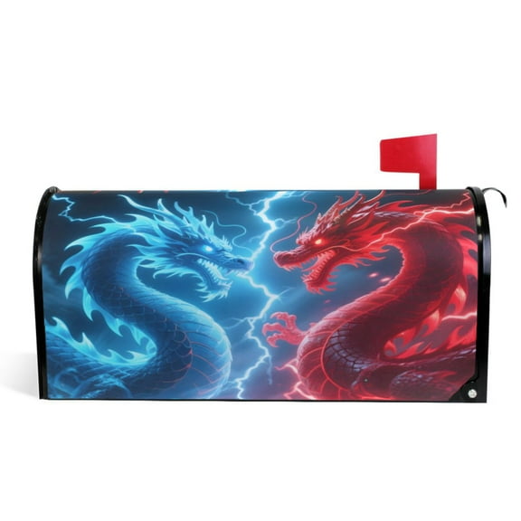 Ryvnso Mailbox Cover Magnetic Dragons Cool Mailbox Wrap Large Size 25.5x21 Inch