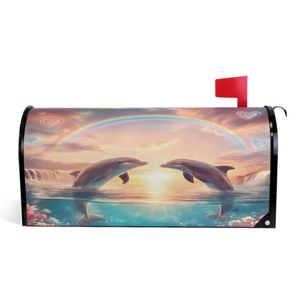 Ryvnso Mailbox Cover Magnetic Dreamy Dolphins Mailbox Wrap Large Size 25.5x21 Inch