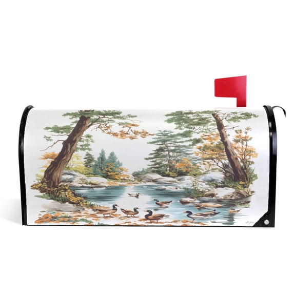 Ryvnso Mailbox Cover Magnetic Ducks View Mailbox Wrap Large Size 25.5x21 Inch