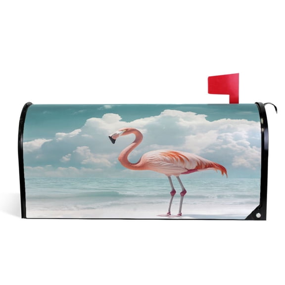 Ryvnso Mailbox Cover Magnetic Flamingo Sea View Mailbox Wrap Large Size 25.5x21 Inch