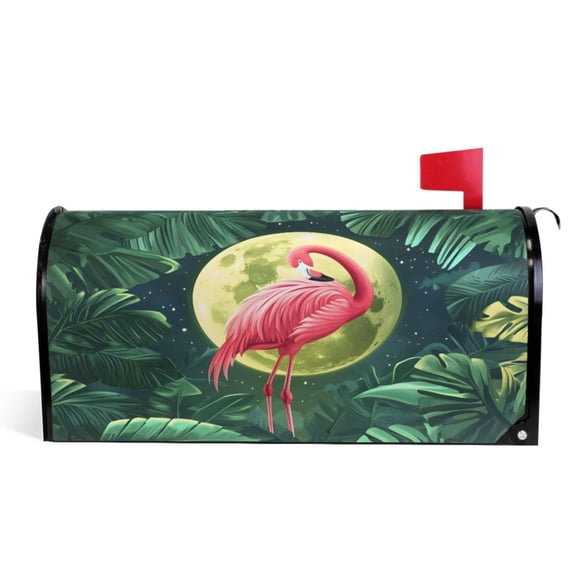 Ryvnso Mailbox Cover Magnetic Flamingo and Moon Mailbox Wrap Large Size 25.5x21 Inch