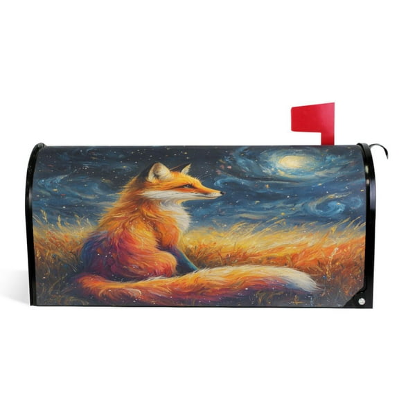 Ryvnso Mailbox Cover Magnetic Fox Starry Night Mailbox Wrap Large Size 25.5x21 Inch