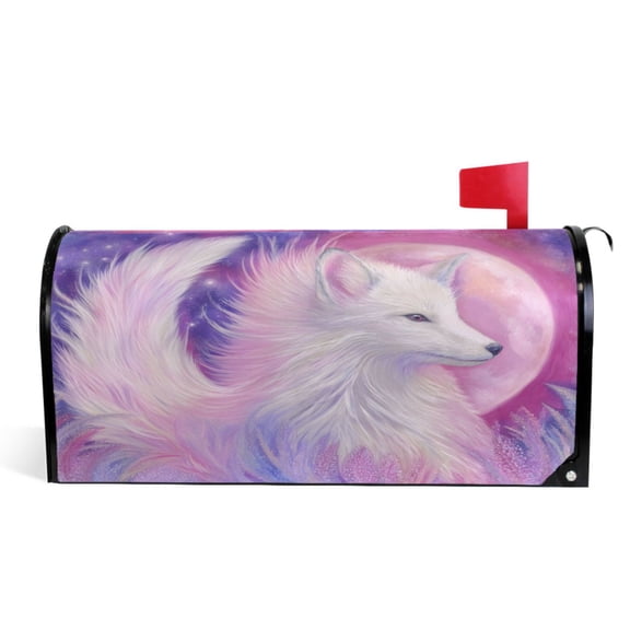 Ryvnso Mailbox Cover Magnetic Fox at Moon Mailbox Wrap Large Size 25.5x21 Inch