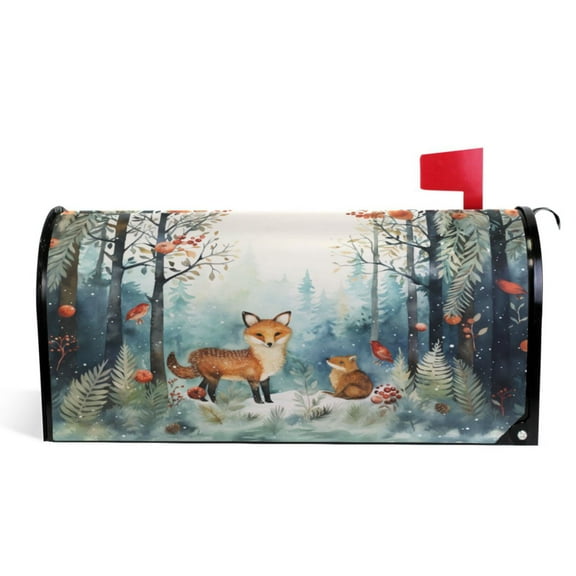 Ryvnso Mailbox Cover Magnetic Fox in Forest Mailbox Wrap Large Size 25.5x21 Inch