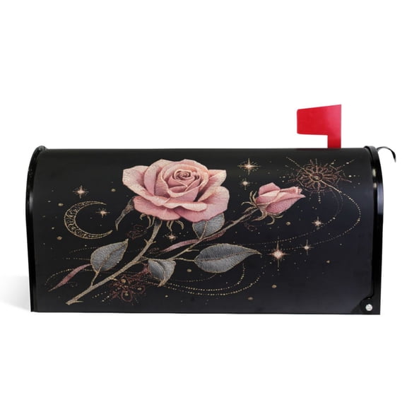 Ryvnso Mailbox Cover Magnetic Glitter Roses Star Mailbox Wrap Large Size 25.5x21 Inch