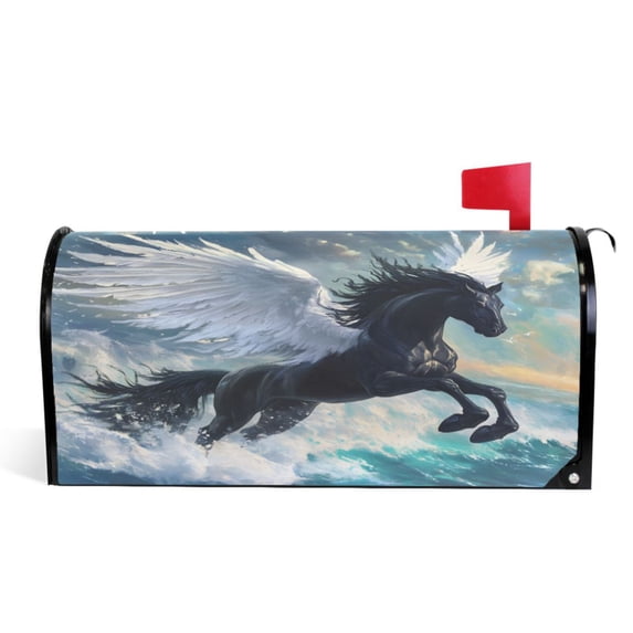 Ryvnso Mailbox Cover Magnetic Horse Running on Sea Mailbox Wrap Large Size 25.5x21 Inch
