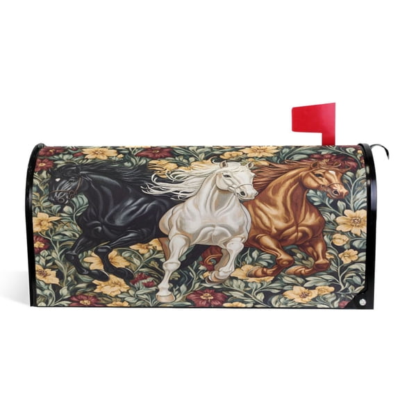 Ryvnso Mailbox Cover Magnetic Horses in Flowers Mailbox Wrap Large Size 25.5x21 Inch