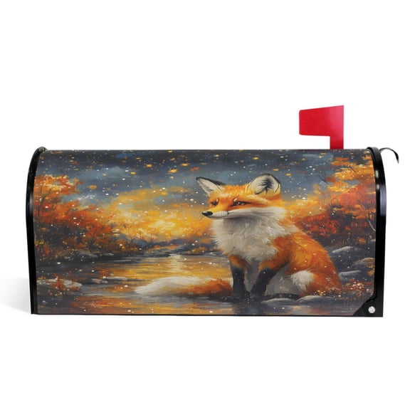 Ryvnso Mailbox Cover Magnetic Magic Fox Mailbox Wrap Large Size 25.5x21 Inch