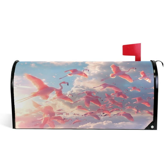 Ryvnso Mailbox Cover Magnetic Many Flamingos Flying Mailbox Wrap Large Size 25.5x21 Inch