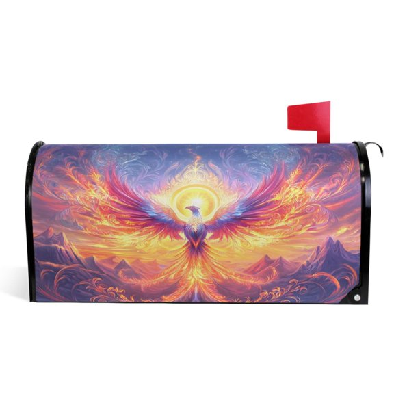 Ryvnso Mailbox Cover Magnetic Neon Phoenix Fire Bird Mailbox Wrap Large Size 25.5x21 Inch