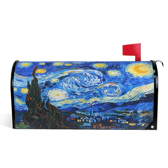 Ryvnso Mailbox Cover Magnetic Oil Paint Starry Night Pattern Mailbox Wrap Large Size 25.5x21 Inch