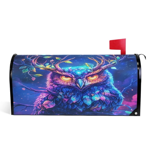 Ryvnso Mailbox Cover Magnetic Owl Eyes at Night Mailbox Wrap Large Size 25.5x21 Inch
