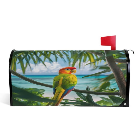 Ryvnso Mailbox Cover Magnetic Parrot in Summer Mailbox Wrap Large Size 25.5x21 Inch