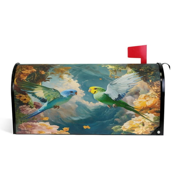 Ryvnso Mailbox Cover Magnetic Parrots Flowers Mailbox Wrap Large Size 25.5x21 Inch