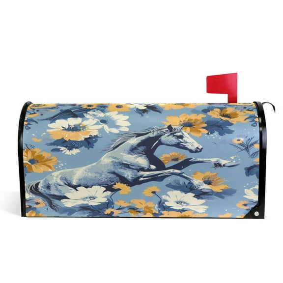 Ryvnso Mailbox Cover Magnetic Retro Horse in Flowers Mailbox Wrap Large Size 25.5x21 Inch