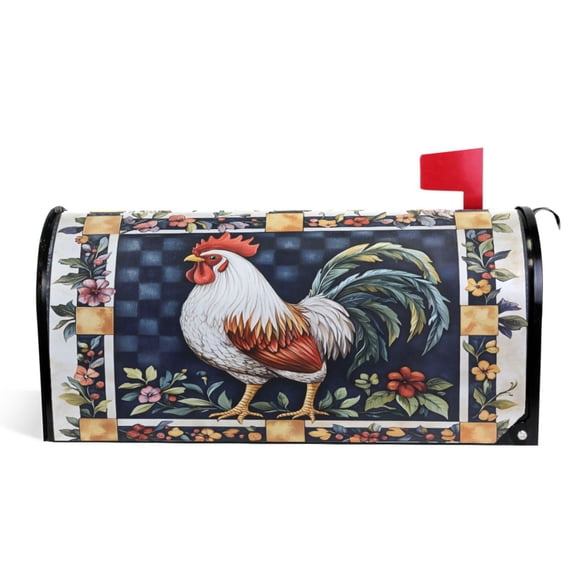 Ryvnso Mailbox Cover Magnetic Rooster Elegant Mailbox Wrap Large Size 25.5x21 Inch