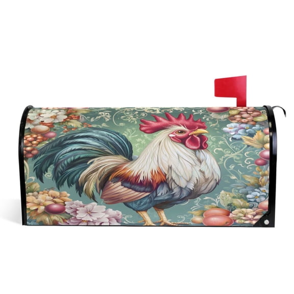 Ryvnso Mailbox Cover Magnetic Rooster Floral Mailbox Wrap Large Size 25.5x21 Inch