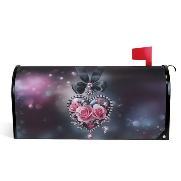 Ryvnso Mailbox Cover Magnetic Rose in Heart Mailbox Wrap Large Size 25.5x21 Inch