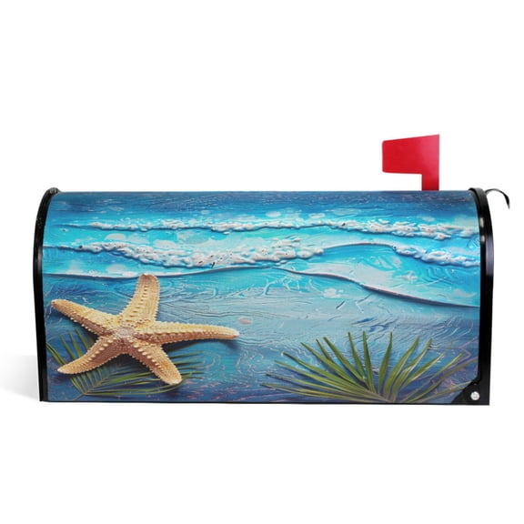 Ryvnso Mailbox Cover Magnetic Sea Star on Retro Beach Mailbox Wrap Large Size 25.5x21 Inch