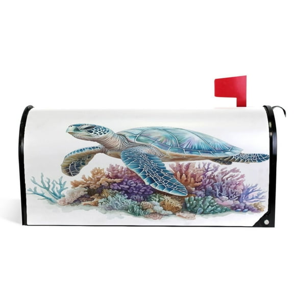 Ryvnso Mailbox Cover Magnetic Sea Turtle Mailbox Wrap Large Size 25.5x21 Inch