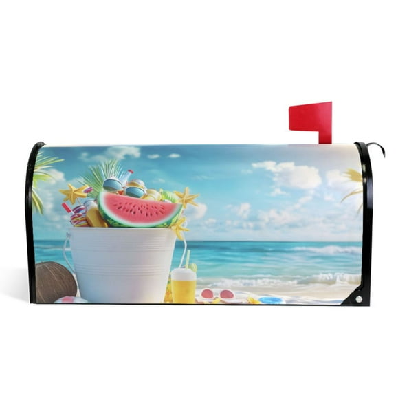 Ryvnso Mailbox Cover Magnetic Seaside Beach Mailbox Wrap Large Size 25.5x21 Inch