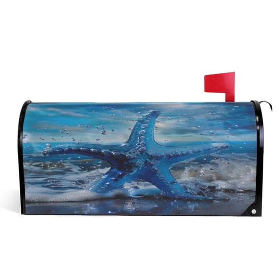 Ryvnso Mailbox Cover Magnetic Star Fish on Beach Mailbox Wrap Large Size 25.5x21 Inch
