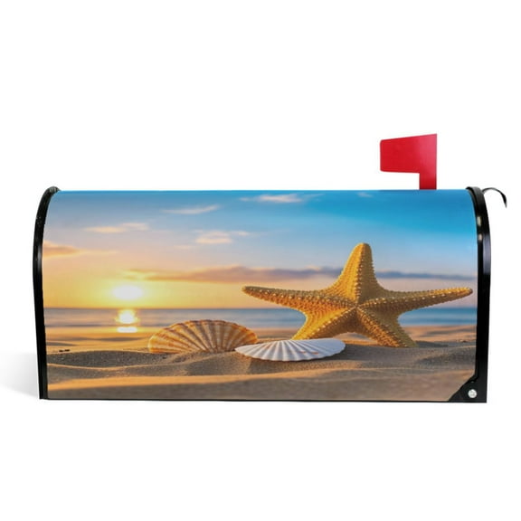 Ryvnso Mailbox Cover Magnetic Starfish on Beach Mailbox Wrap Large Size 25.5x21 Inch
