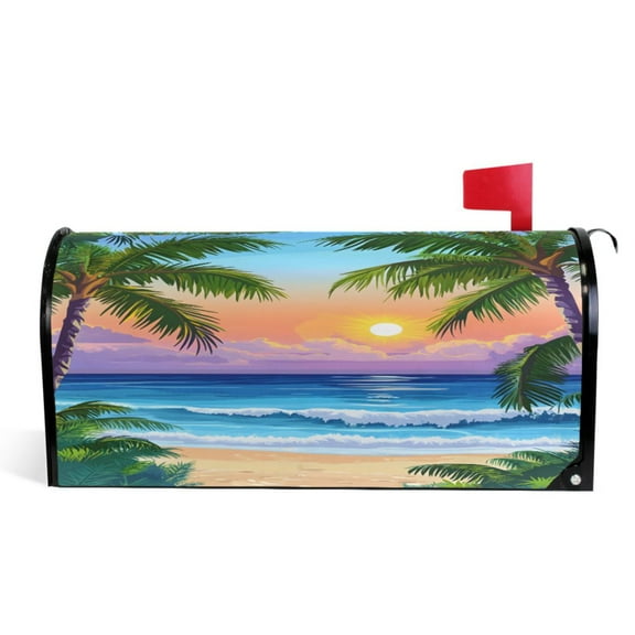Ryvnso Mailbox Cover Magnetic Summer Beach Mailbox Wrap Large Size 25.5x21 Inch