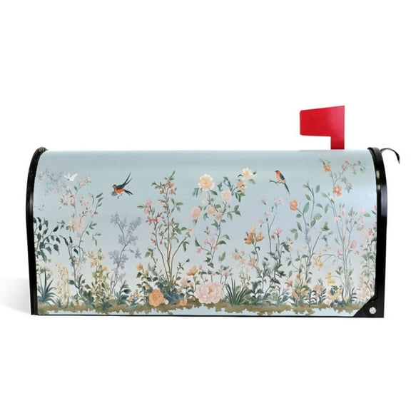 Ryvnso Mailbox Cover Magnetic Summer Birds Floral Mailbox Wrap Large Size 25.5x21 Inch
