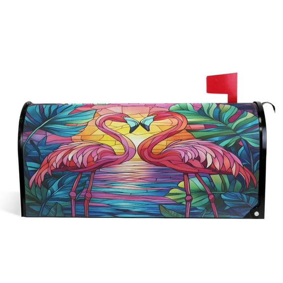 Ryvnso Mailbox Cover Magnetic Tropical Rainforest Flamingo Mailbox Wrap Large Size 25.5x21 Inch