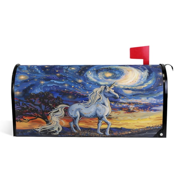 Ryvnso Mailbox Cover Magnetic Unicorn and Starry Sky Mailbox Wrap Large Size 25.5x21 Inch