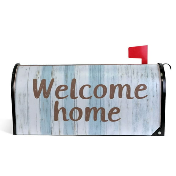 Ryvnso Mailbox Cover Magnetic Welcome Home on Wood Mailbox Wrap Large Size 25.5x21 Inch