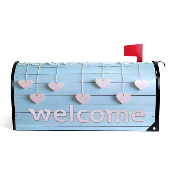 Ryvnso Mailbox Cover Magnetic Welcome and Heart Mailbox Wrap Large Size 25.5x21 Inch