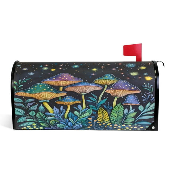 Ryvnso Mailbox Cover Mushroom Forest Magnetic Mailbox Wrap Standard Size 21x18 Inch