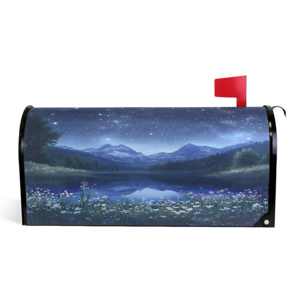 Ryvnso Mailbox Cover Night View Magnetic Mailbox Wrap Standard Size 21x18 Inch