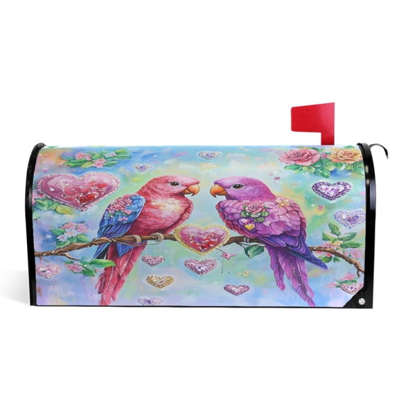 Ryvnso Mailbox Cover Parrots on Branch Magnetic Mailbox Wrap Standard Size 21x18 Inch