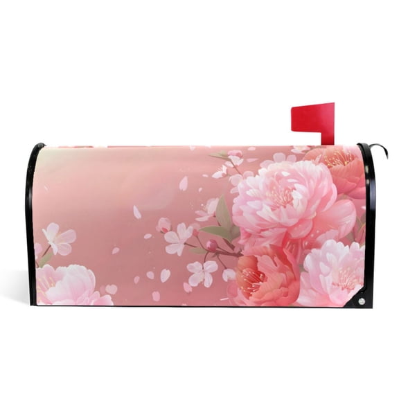 Ryvnso Mailbox Cover Peony Flower Magnetic Mailbox Wrap Standard Size 21x18 Inch