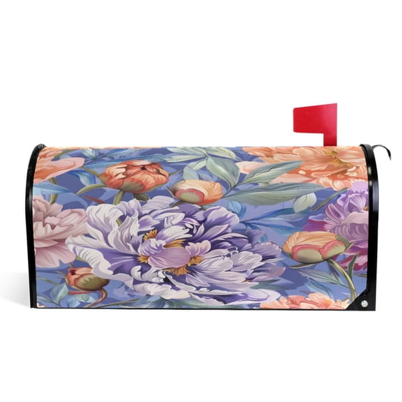 Ryvnso Mailbox Cover Peony and Leaves Magnetic Mailbox Wrap Standard Size 21x18 Inch