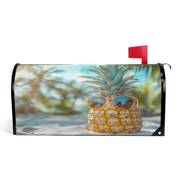 Ryvnso Mailbox Cover Pineapple on Beach Magnetic Mailbox Wrap Standard Size 21x18 Inch