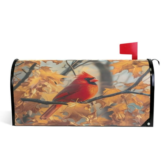 Ryvnso Mailbox Cover Red Cardinal in Autumn Magnetic Mailbox Wrap Standard Size 21x18 Inch