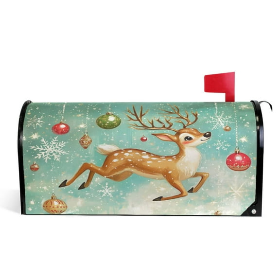 Ryvnso Mailbox Cover Reindeer Christmas Magnetic Mailbox Wrap Standard Size 21x18 Inch