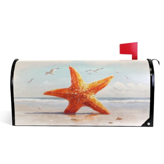 Ryvnso Mailbox Cover Retro Starfish Seagull Magnetic Mailbox Wrap Standard Size 21x18 Inch