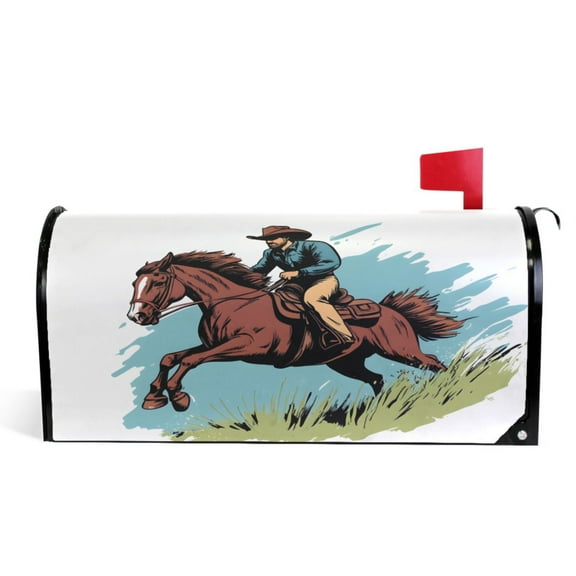 Ryvnso Mailbox Cover Riding Horse Magnetic Mailbox Wrap Standard Size 21x18 Inch
