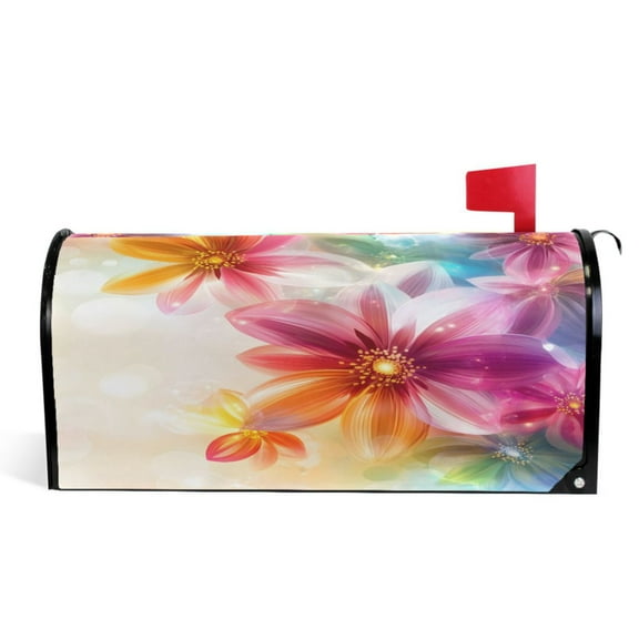 Ryvnso Mailbox Cover Romantic Colorful Flower Magnetic Mailbox Wrap Standard Size 21x18 Inch