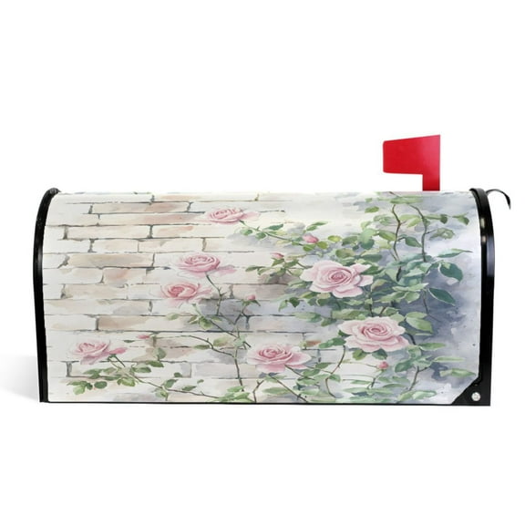 Ryvnso Mailbox Cover Rose Retro Flower Magnetic Mailbox Wrap Standard Size 21x18 Inch