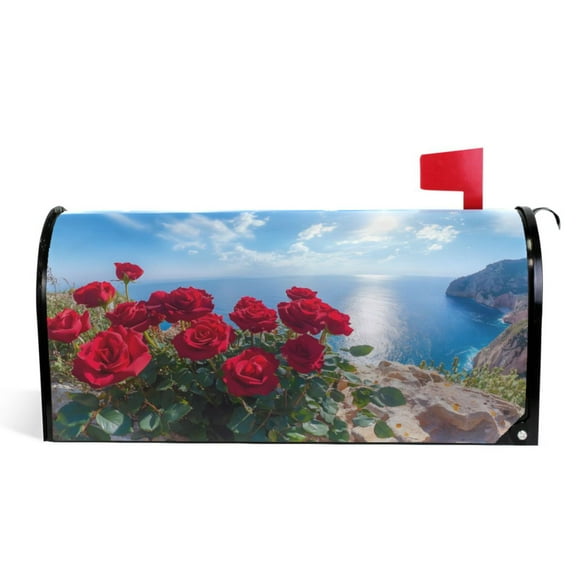 Ryvnso Mailbox Cover Roses Ocean Magnetic Mailbox Wrap Standard Size 21x18 Inch