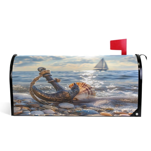Ryvnso Mailbox Cover Seaside Anchors Sailboat Magnetic Mailbox Wrap Standard Size 21x18 Inch