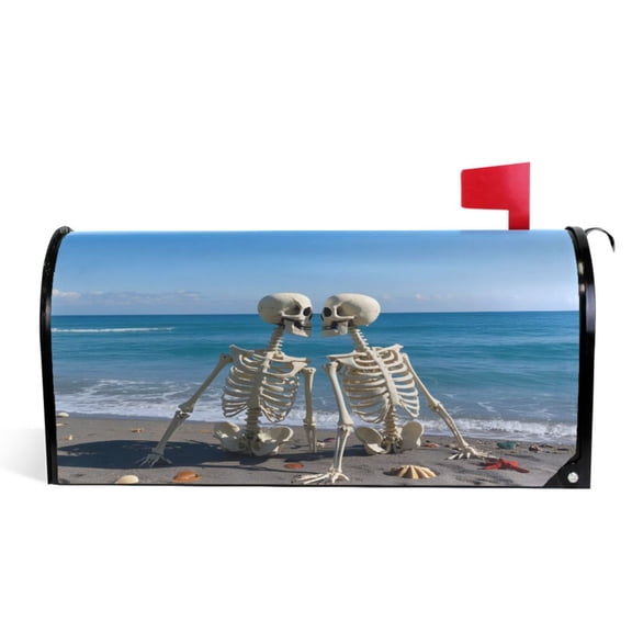 Ryvnso Mailbox Cover Skeleton on Seaside Magnetic Mailbox Wrap Standard Size 21x18 Inch