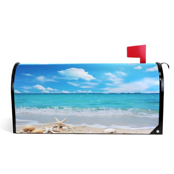Ryvnso Mailbox Cover Sky Summer Sea Stars Beach Magnetic Mailbox Wrap Standard Size 21x18 Inch